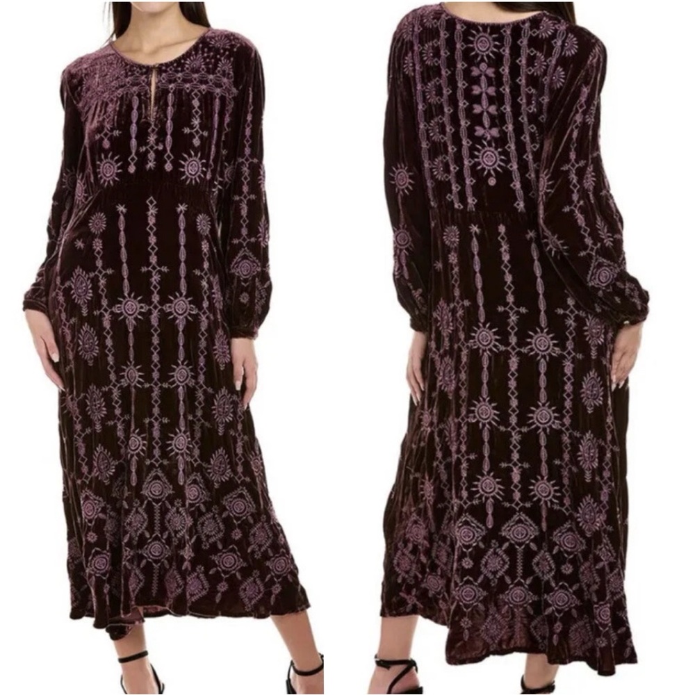 Johnny Was Althea heavily embroidered velvet dress NWT